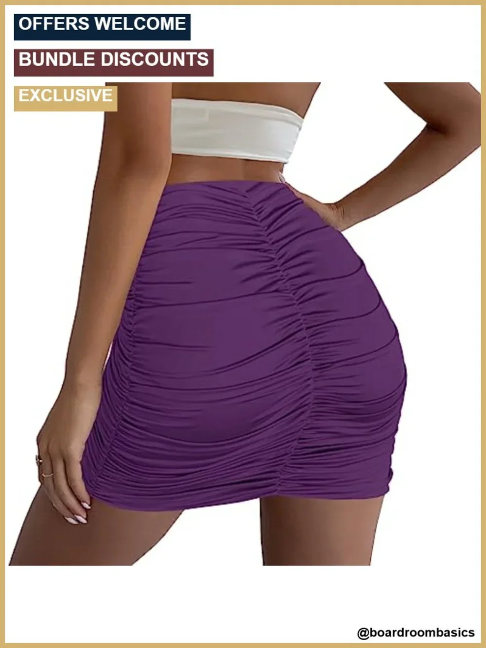 Stretch High Waist Ruched Bodycon Double Layer Casual Mini Skirt